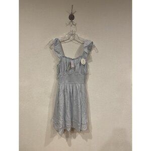 Hollister Dress Womens Large Light Blue Smocked Mini With Shorts Pockets Summer